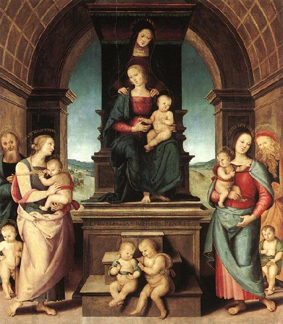 PERUGINO, Pietro The Family of the Madonna ugt oil painting picture